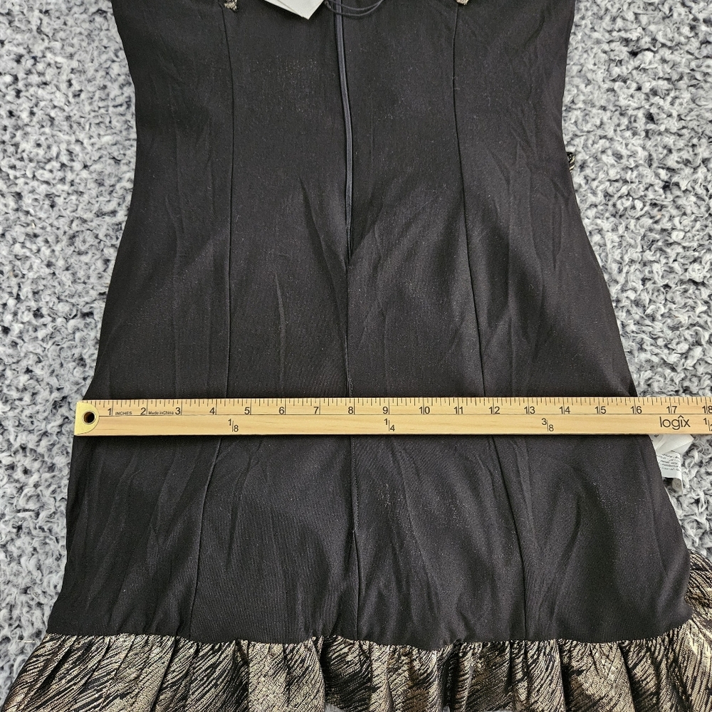 Zara Gold Metallic Mini Dress S Small Sleeveless Ruffled Bow Holiday Party - Picture 12 of 14